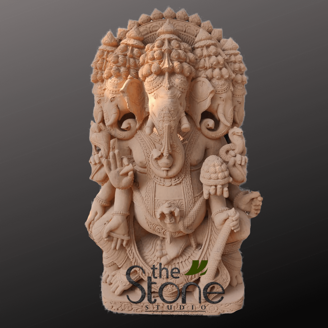 Five Headed Ganesh Sandstone Statue 5ft