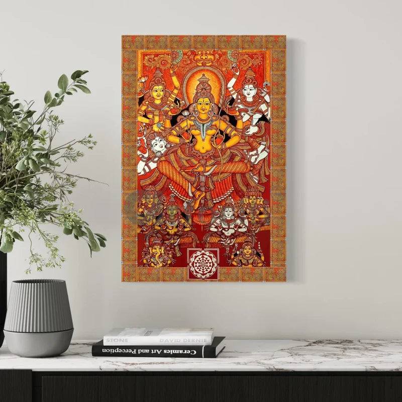 Parashura Maa Prathishta Kerala Mural Bhagavathy Temples Canvas Giclee Print