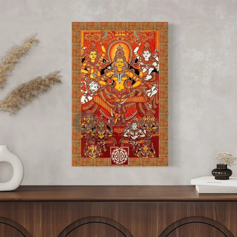 Parashura Maa Prathishta Kerala Mural Bhagavathy Temples Canvas Giclee Print