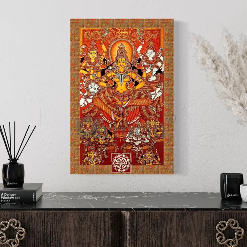 Parashura Maa Prathishta Kerala Mural Bhagavathy Temples Canvas Giclee Print