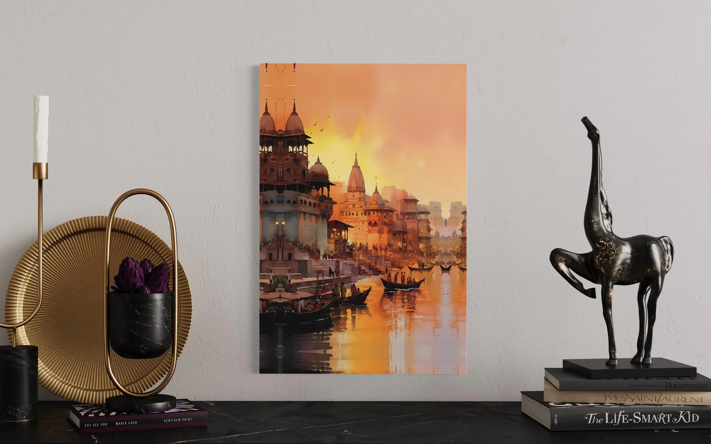 Iconic Indian Cities Canvas Set: Banaras, Kolkata, Delhi World Famous Cities