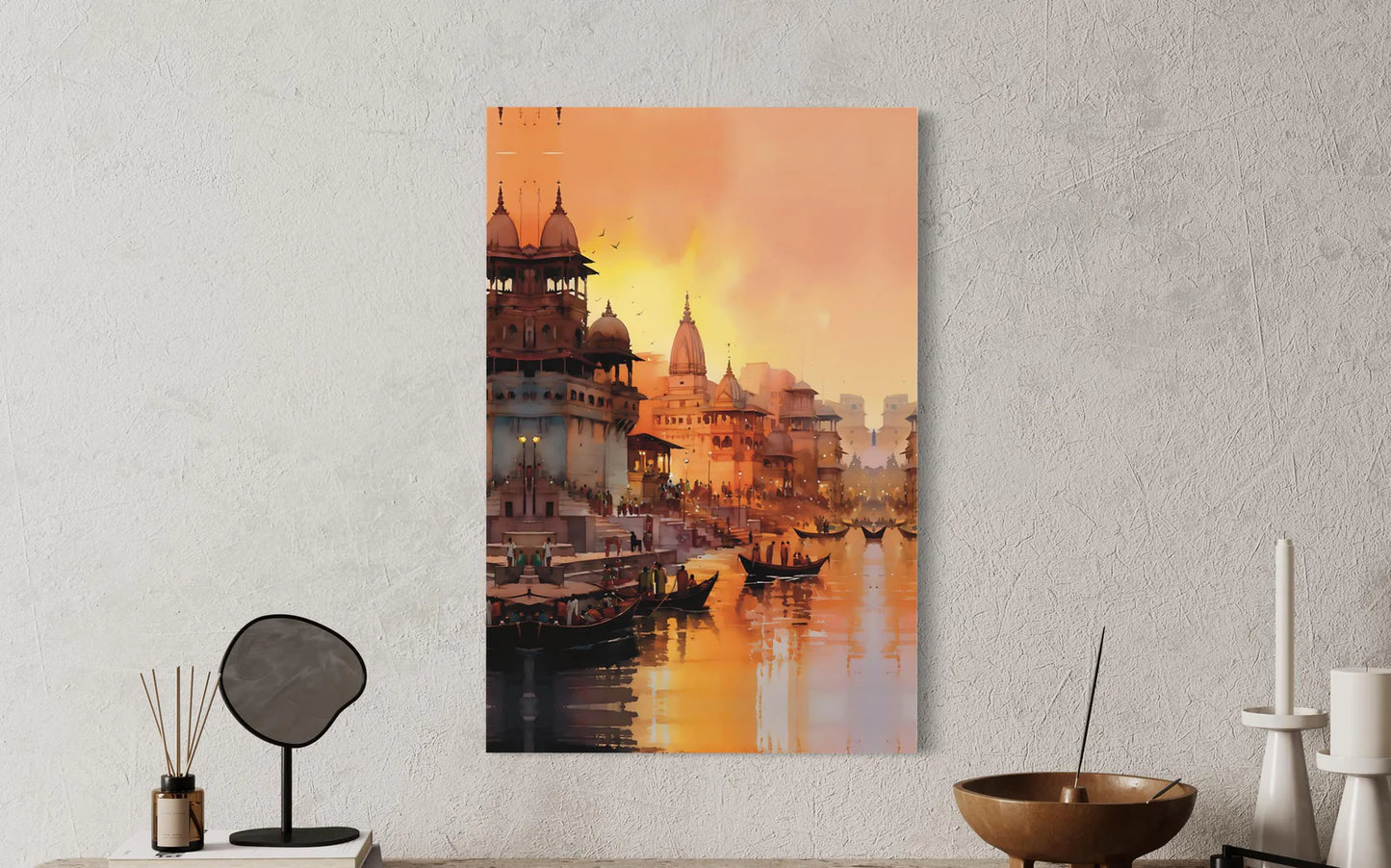 Iconic Indian Cities Canvas Set: Banaras, Kolkata, Delhi World Famous Cities