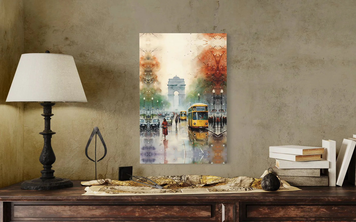 Iconic Indian Cities Canvas Set: Banaras, Kolkata, Delhi World Famous Cities