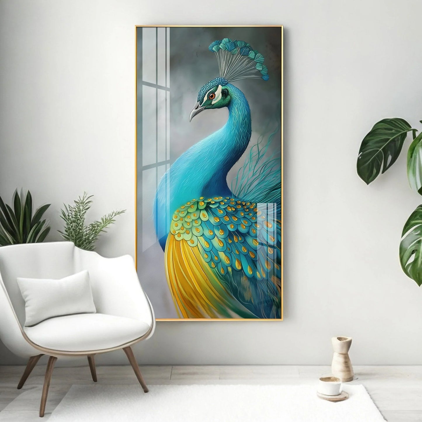 Peacock Panorama Premium Acrylic Vertical Wall Art