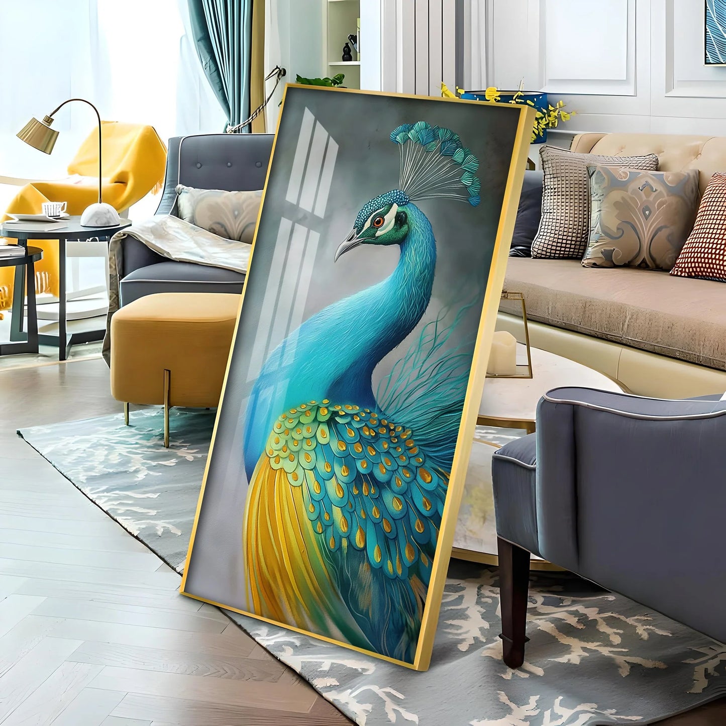 Peacock Panorama Premium Acrylic Vertical Wall Art