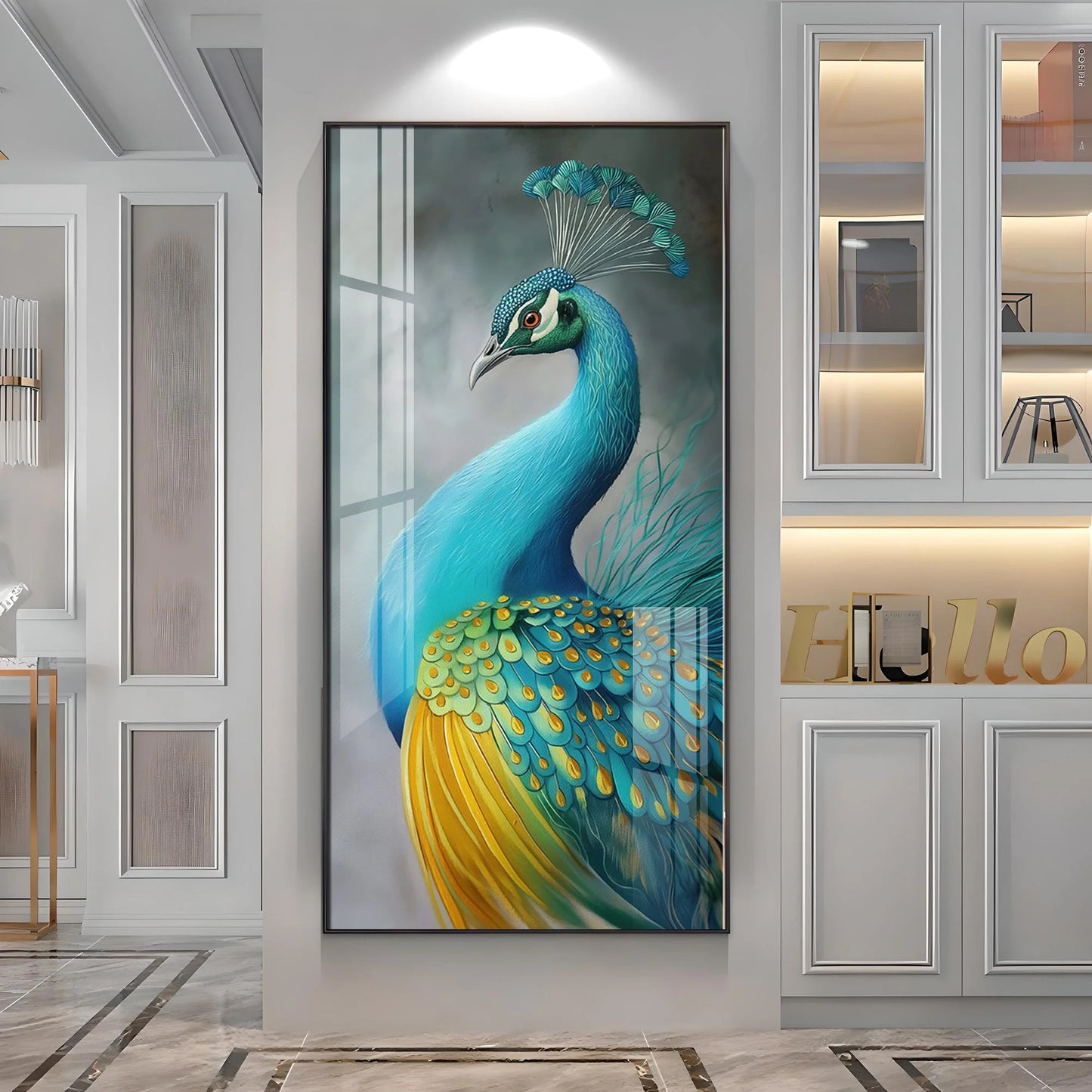 Peacock Panorama Premium Acrylic Vertical Wall Art