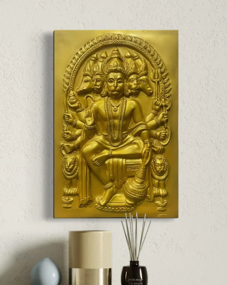 Panchmukhi Hanuman 3D Relief Mural Wall Art in 3 sizes