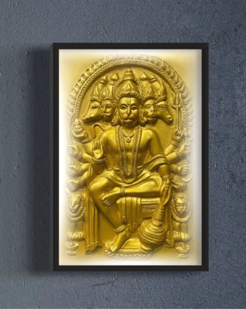 Panchmukhi Hanuman 3D Relief Mural Wall Art in 3 sizes