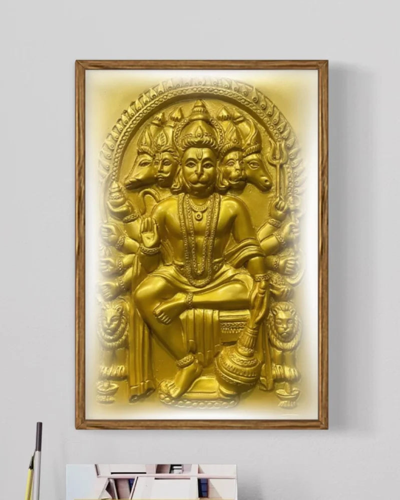 Panchmukhi Hanuman 3D Relief Mural Wall Art in 3 sizes