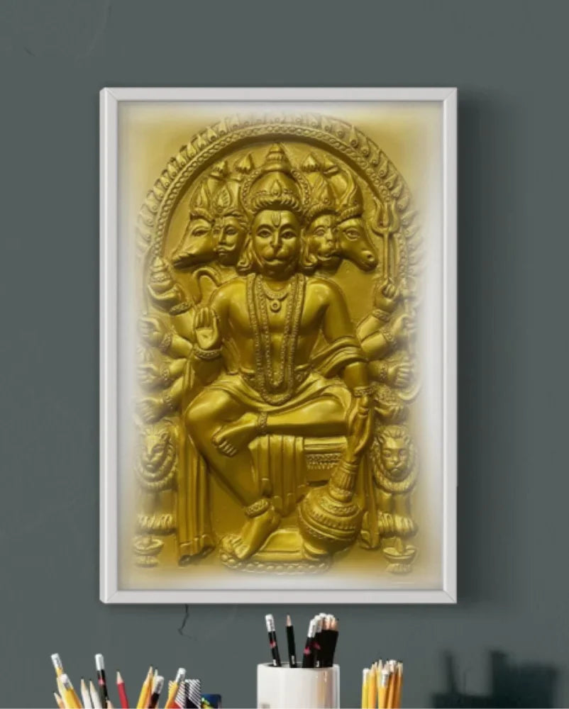 Panchmukhi Hanuman 3D Relief Mural Wall Art in 3 sizes