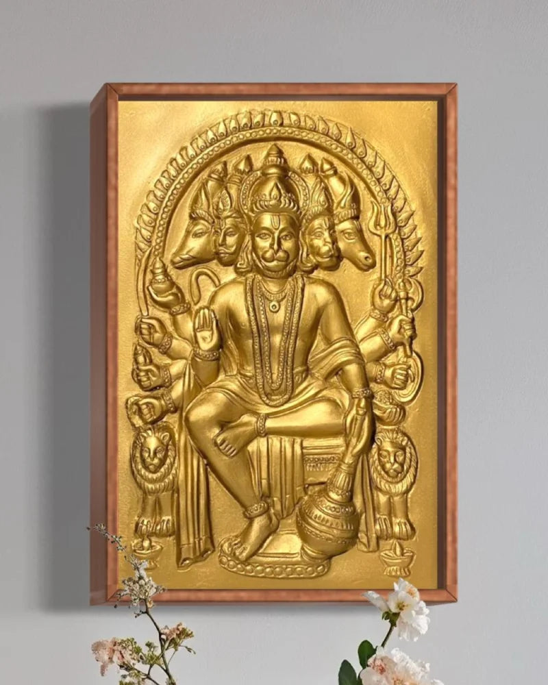Panchmukhi Hanuman 3D Relief Mural Wall Art in 3 sizes