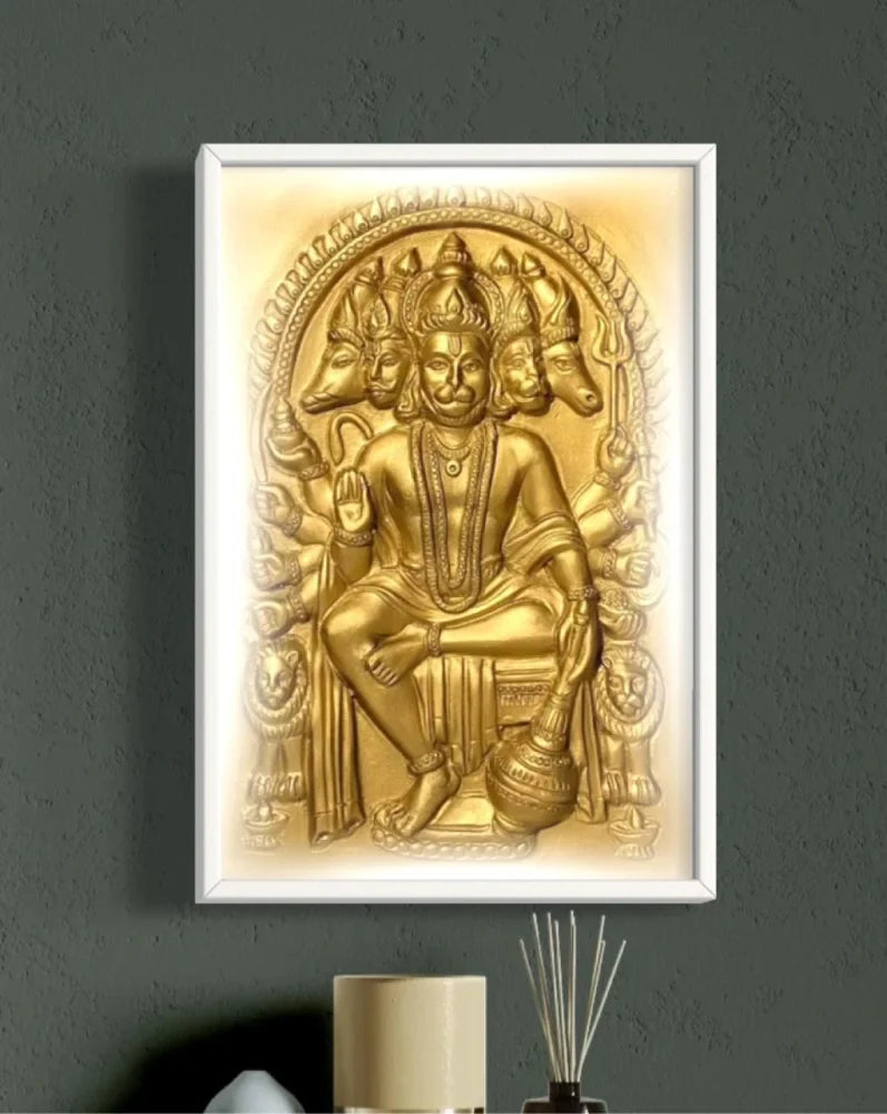 Panchmukhi Hanuman 3D Relief Mural Wall Art in 3 sizes