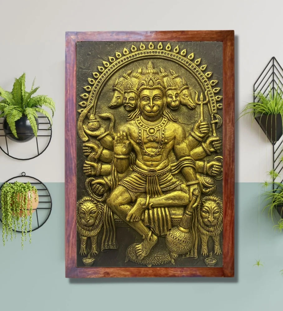 Panchmukhi Hanuman 3D Relief Mural Wall Art in 3 sizes