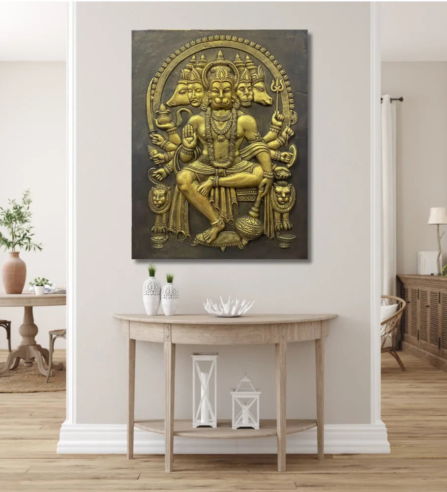 Panchmukhi Hanuman 3D Relief Mural Wall Art in 3 sizes