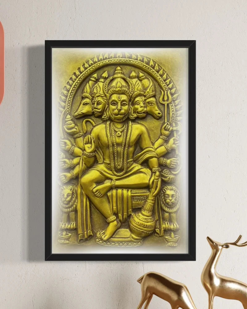 Panchmukhi Hanuman 3D Relief Mural Wall Art in 3 sizes