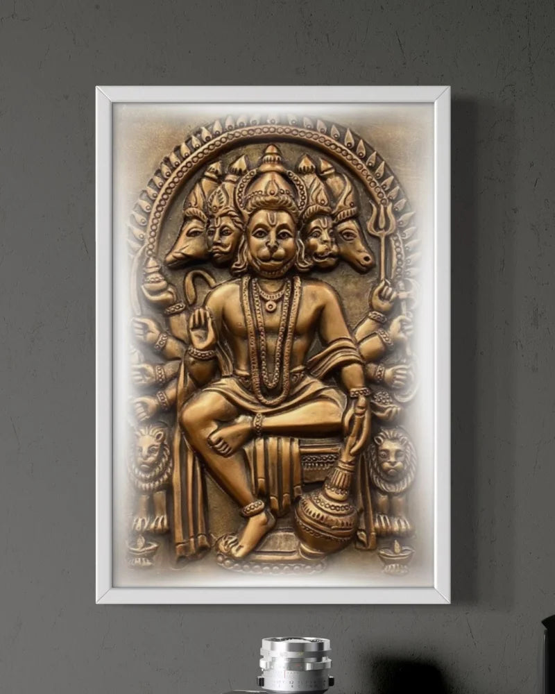 Panchmukhi Hanuman 3D Relief Mural Wall Art in 3 sizes
