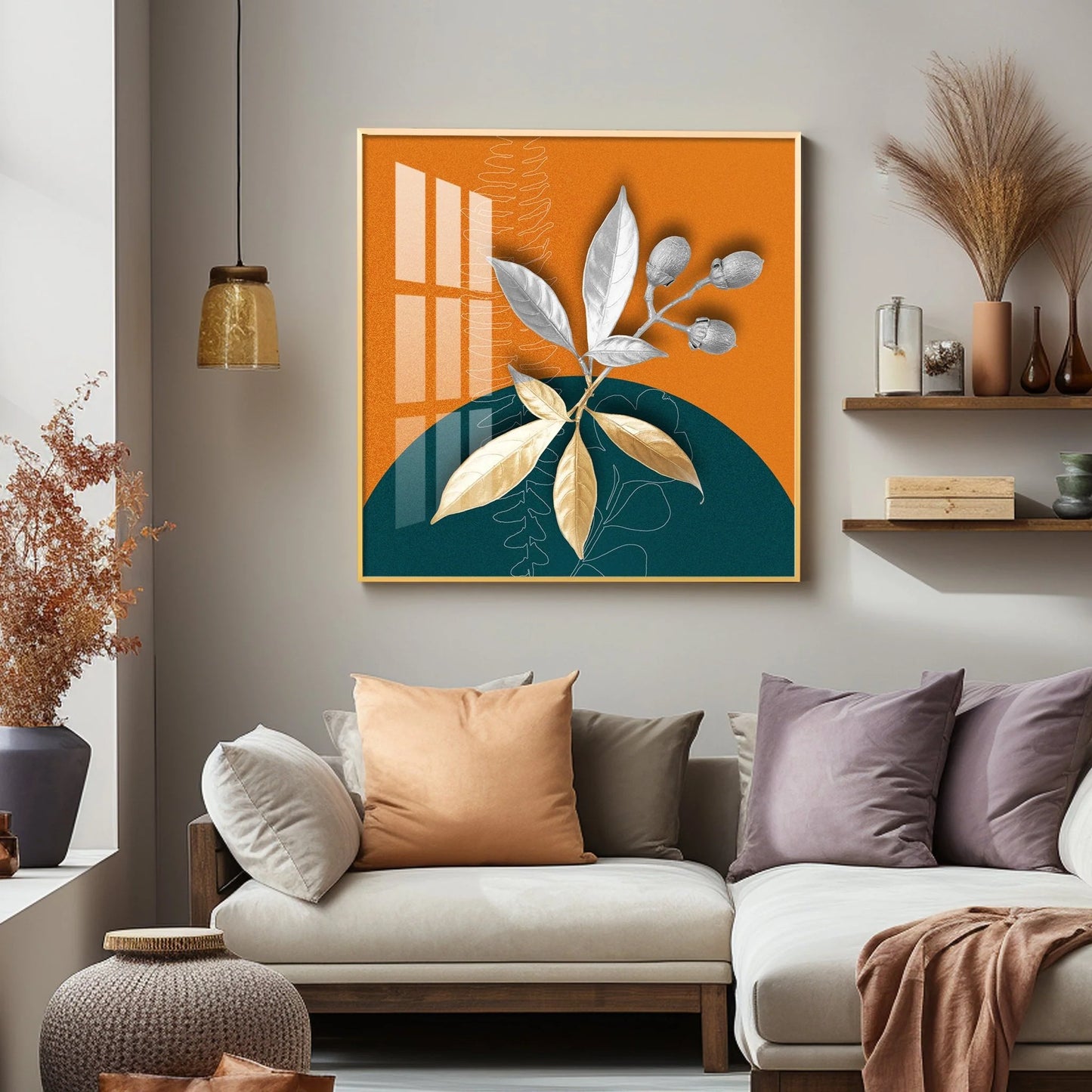 Pictures Of Gold And Silver Branch Premium Acrylic Square Wall Art