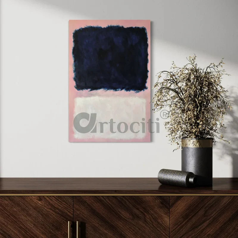 Pink Dark Blue White Abstract Art by Mark Rothko Canvas Giclee Print