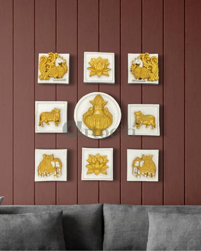 Set of 9 Decorative Wall Motifs Traditional Indian Art Decor