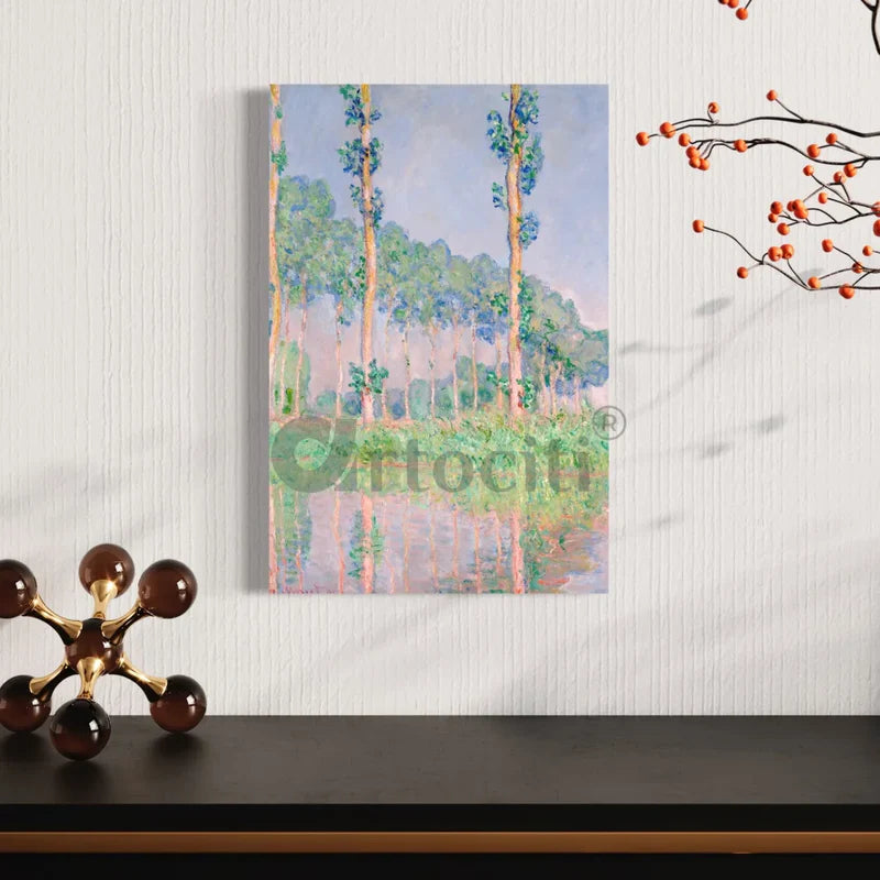 Poplars Pink Effect by Claude Monet Canvas Print