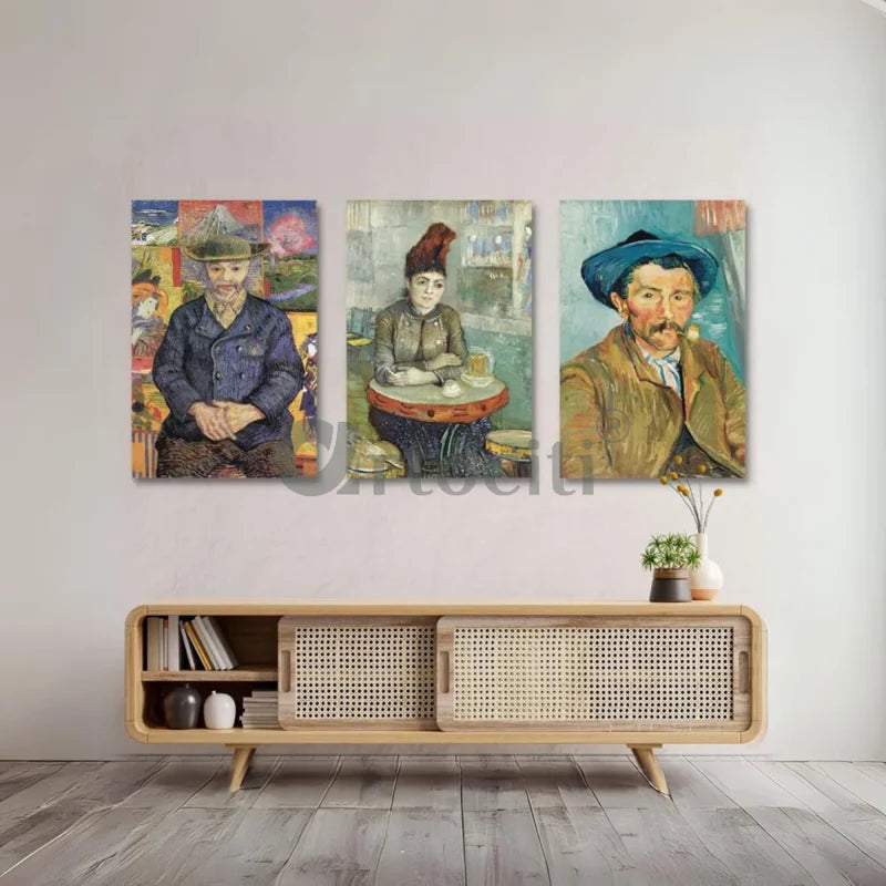 Portrait of Father Tanguy, Agostina Segatori and the Smoker by Van Gogh Canvas Painting