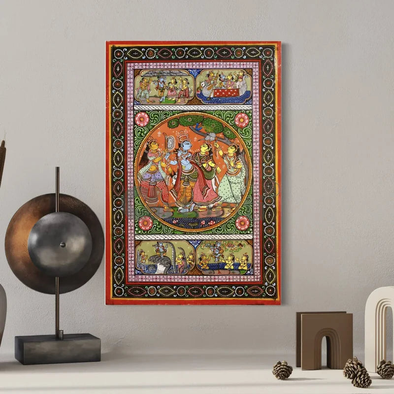 Radha Krishna RaasLeela Pattachitra Art Canvas Giclee Print