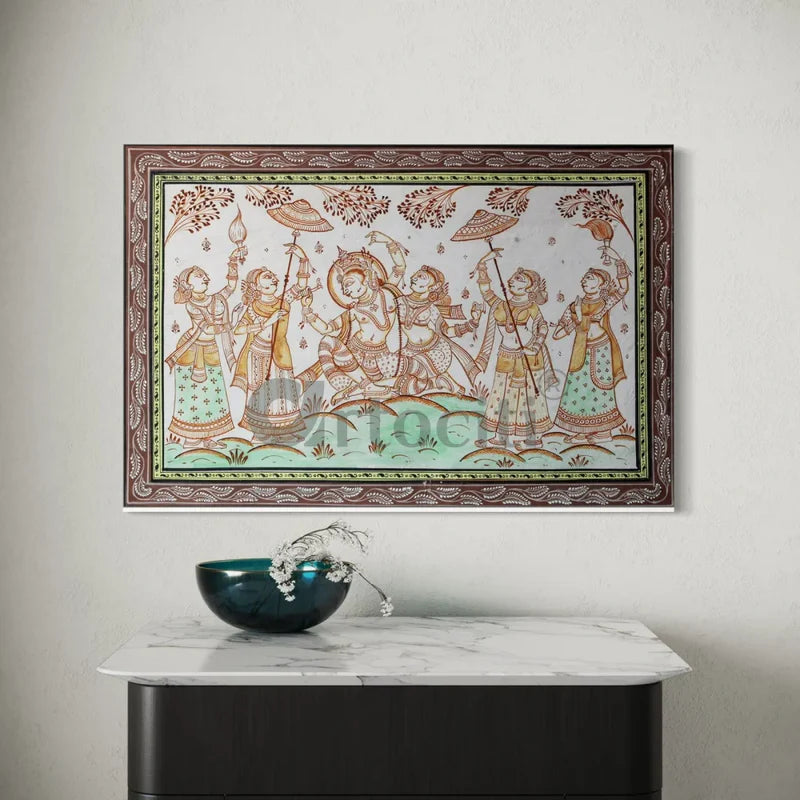 Radha Krishna Solled Pattachitra Painting Madhubani Art