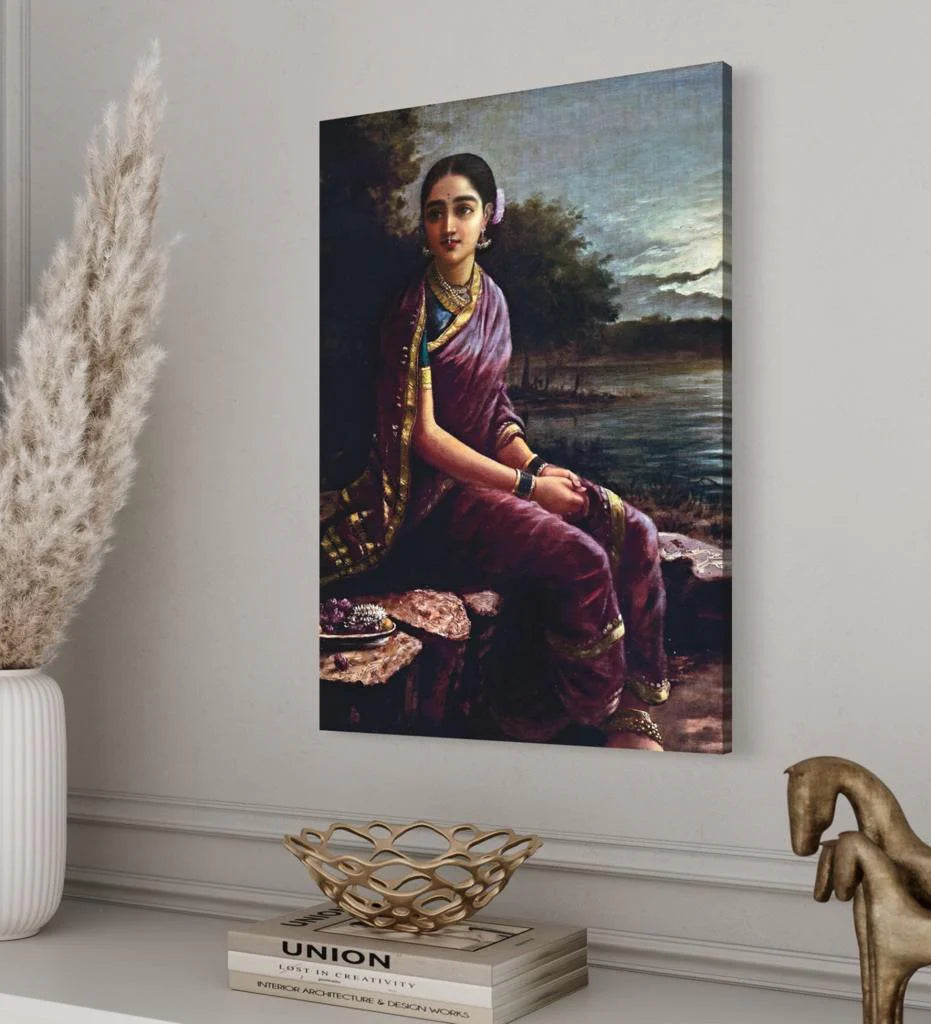 Radha In Moonlight By Raja Ravi Varma | Famous Canvas Painting