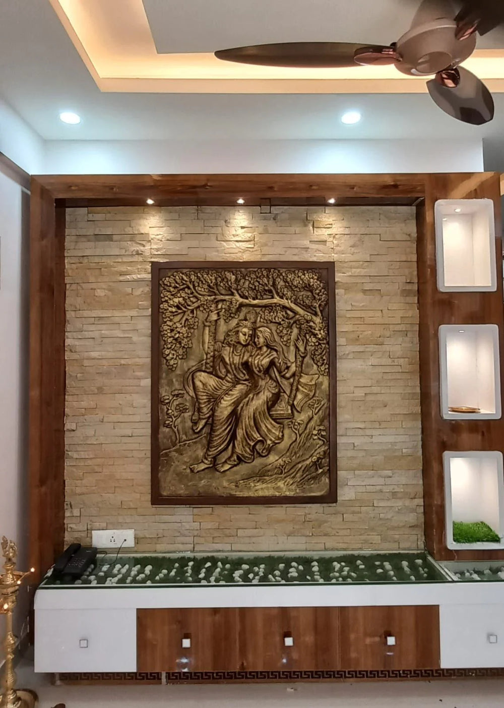 4X3 Feet Radha Krishna 3D Relief Mural Wall Art