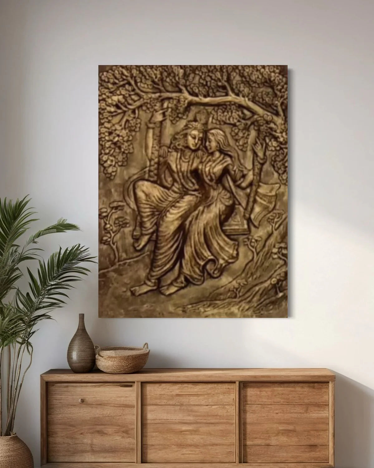 4X3 Feet Radha Krishna 3D Relief Mural Wall Art