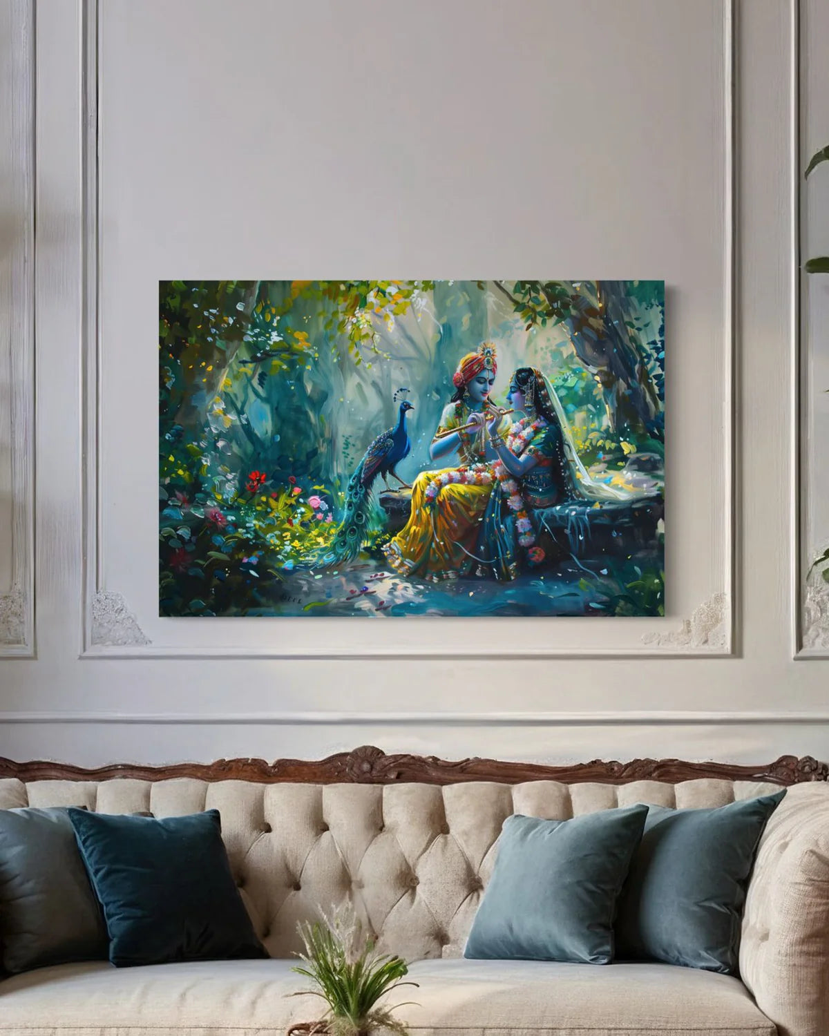 Radha Krishna Ethnic Canvas Giclee Print Indian Ethnic Painting