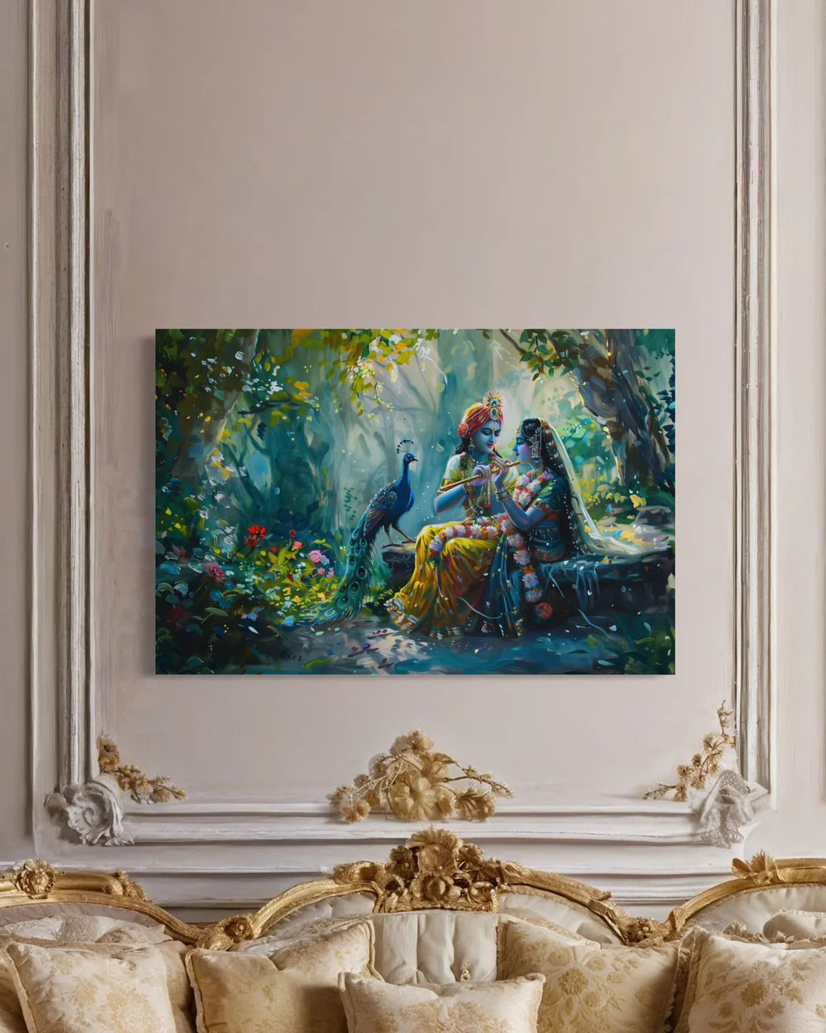 Radha Krishna Ethnic Canvas Giclee Print Indian Ethnic Painting
