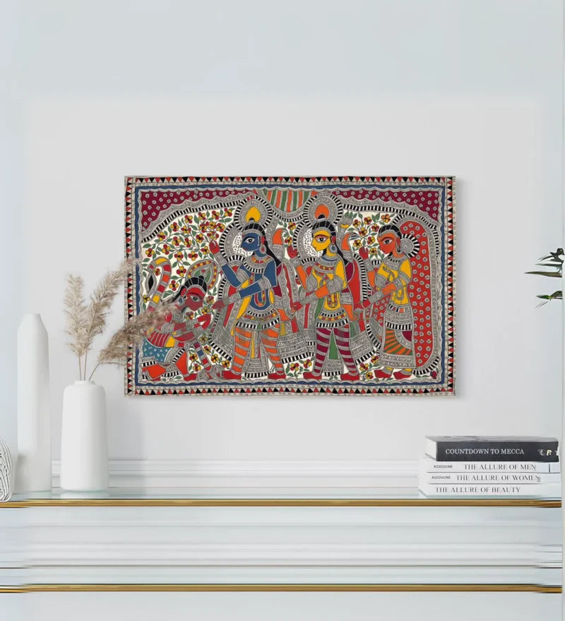 Ram Janki Madhubani Painting Canvas Giclee Print