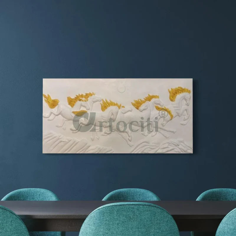 8 Horse 3D Relief Mural Wall Art