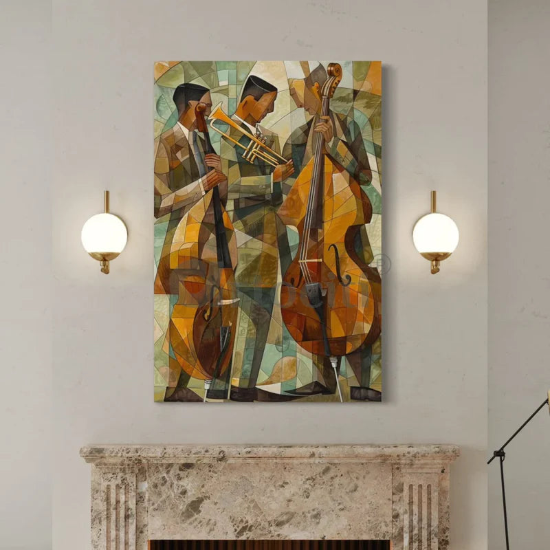 Retro Piano Jazz Art: Vibrant Modern Abstract Canvas Giclee Print