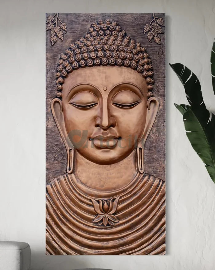 8X4 Feet Serene Buddha Face 3D Relief Mural Wall Art