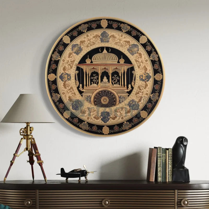 Round Royal Procession Canvas Giclee Print Round canvas wall art