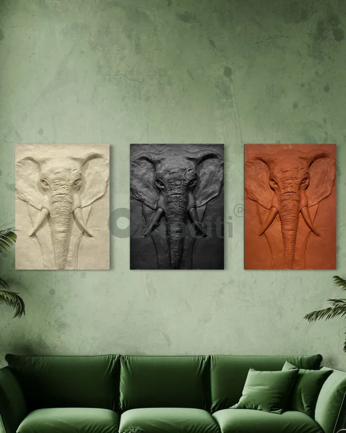 2X1.5 Feet Elephant Face 3D Relief Mural Wall Art | Abstract Nature wall art