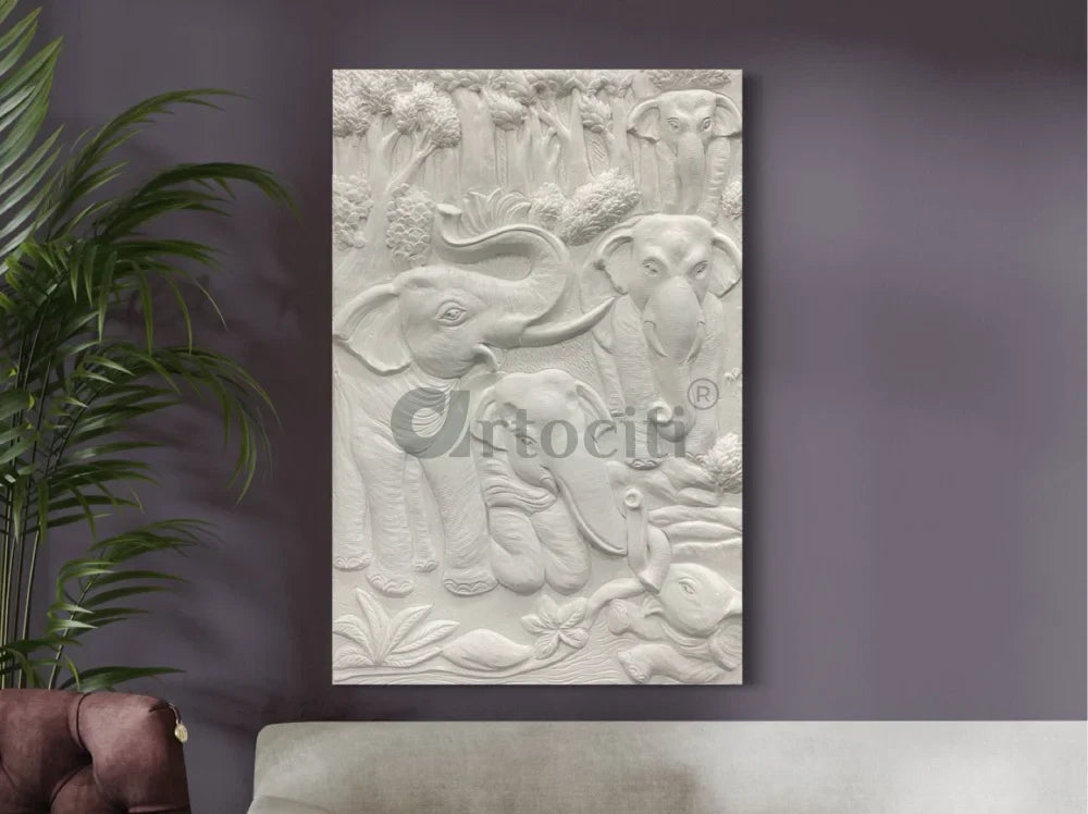 Nature inspired 3D Relief Mural Set - Elephant, Deer, Trees