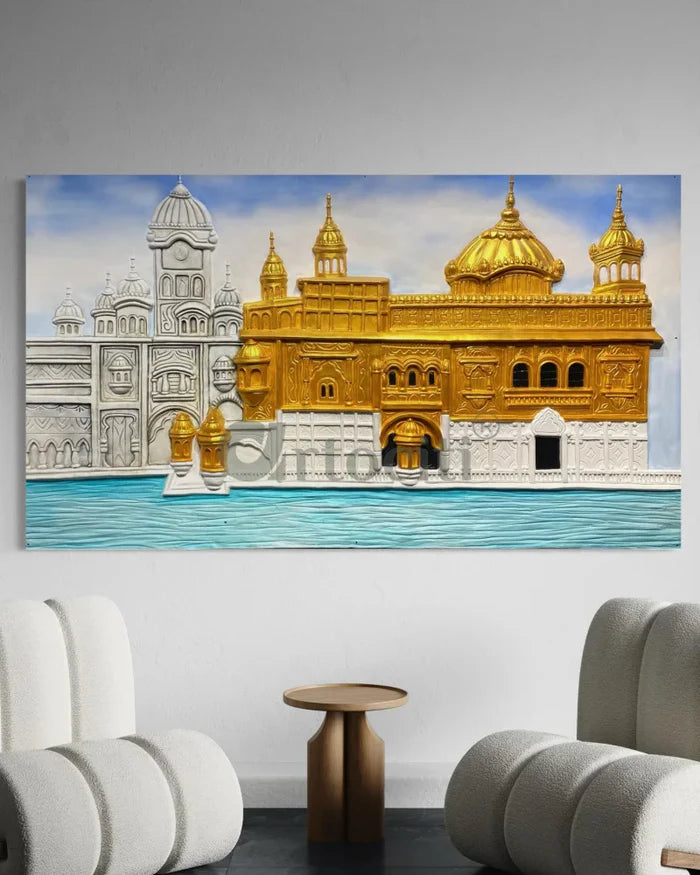 Large Size Golden Temple 3D Relief Mural Wall Art