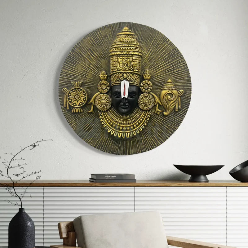31X31 Inch Tirupati Balaji 3D Relief Mural Wall Hanging Spiritual Wall Art