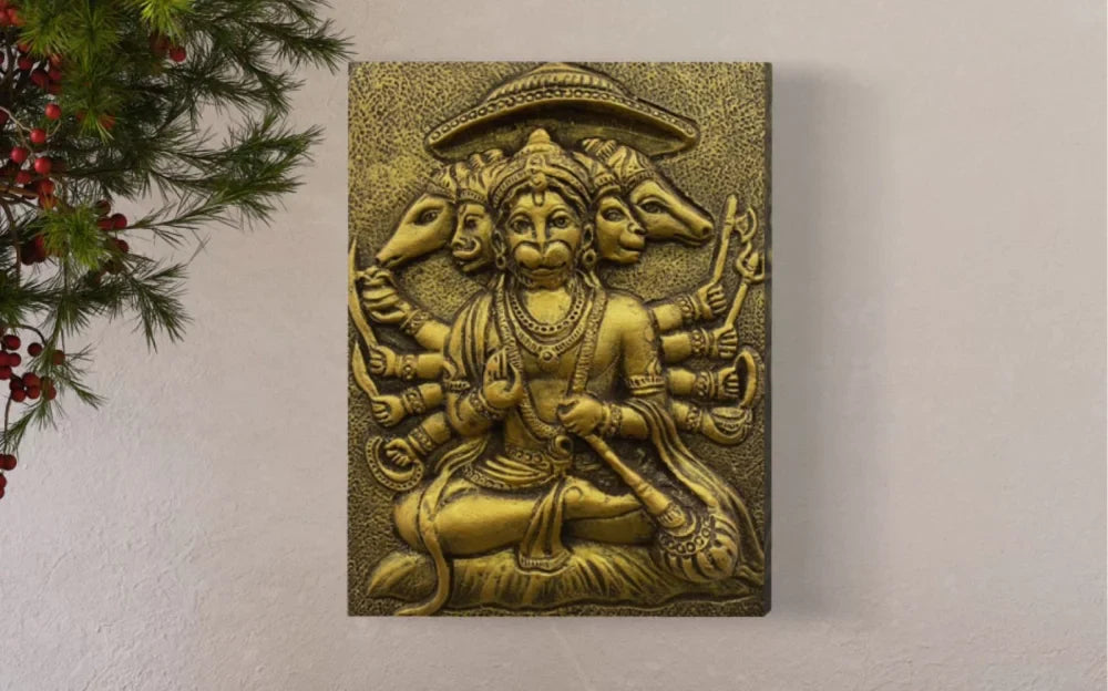 Panchmukhi Hanuman 3D Relief Mural Wall Art