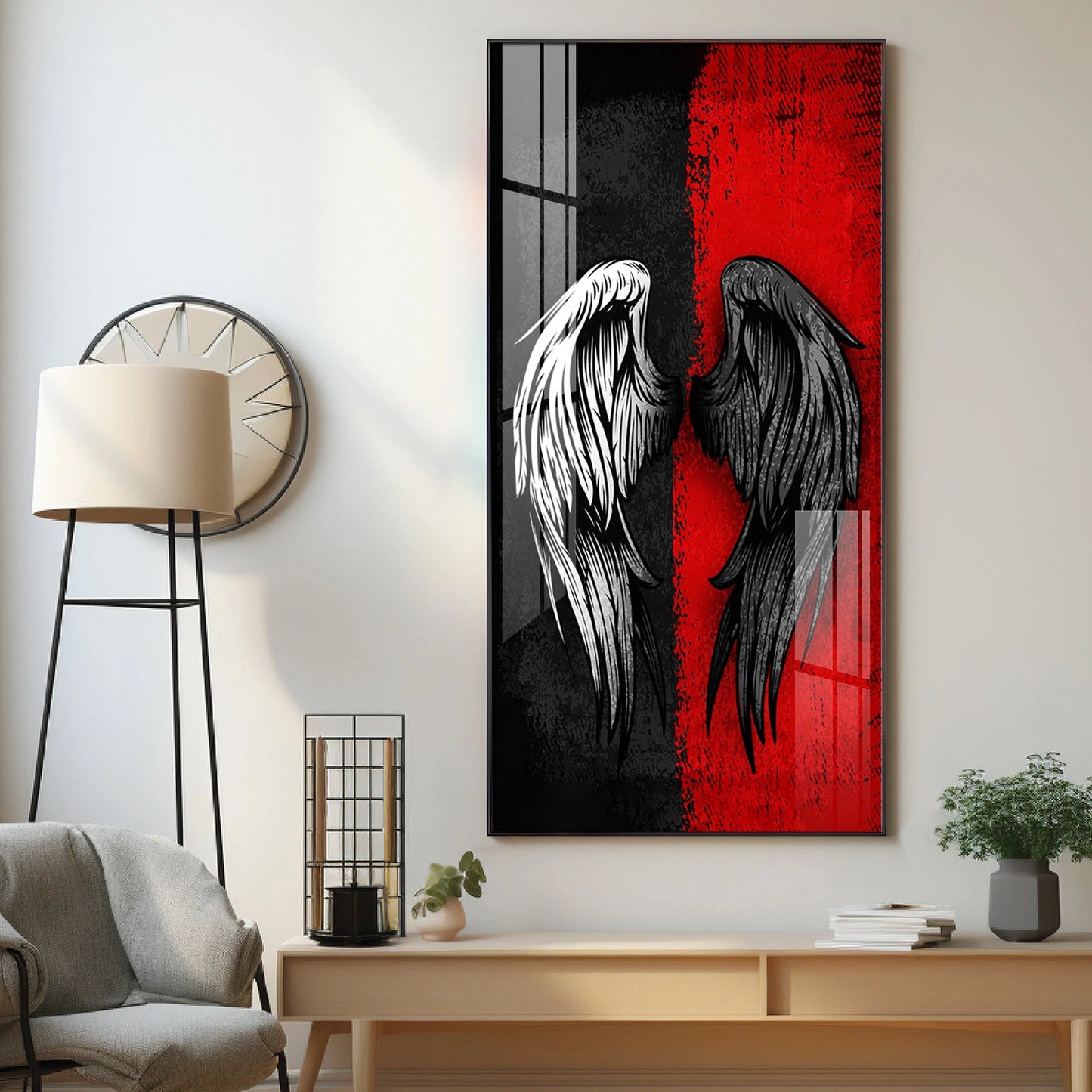 Shadowed Wings of Passion Premium Acrylic Vertical Wall Art