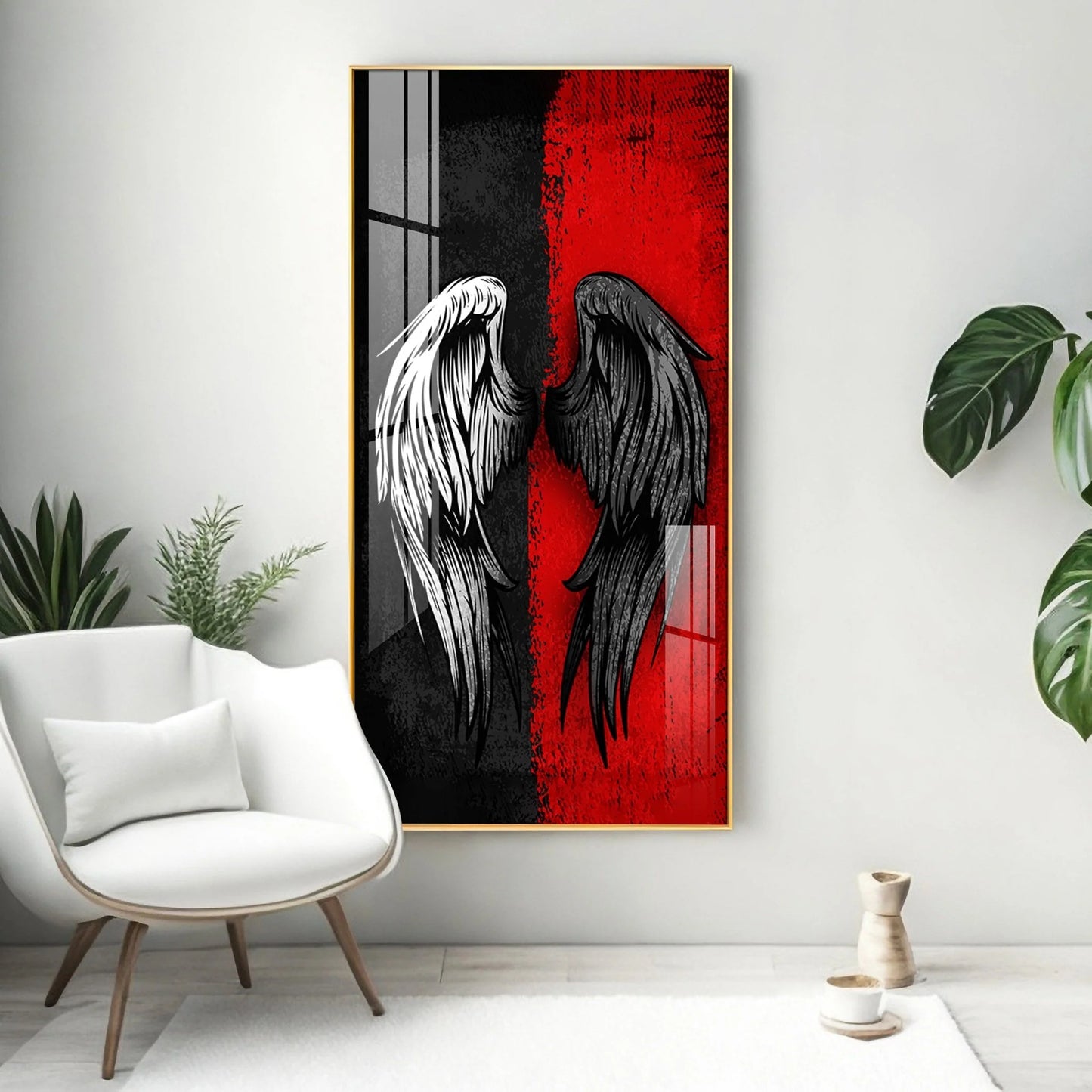 Shadowed Wings of Passion Premium Acrylic Vertical Wall Art