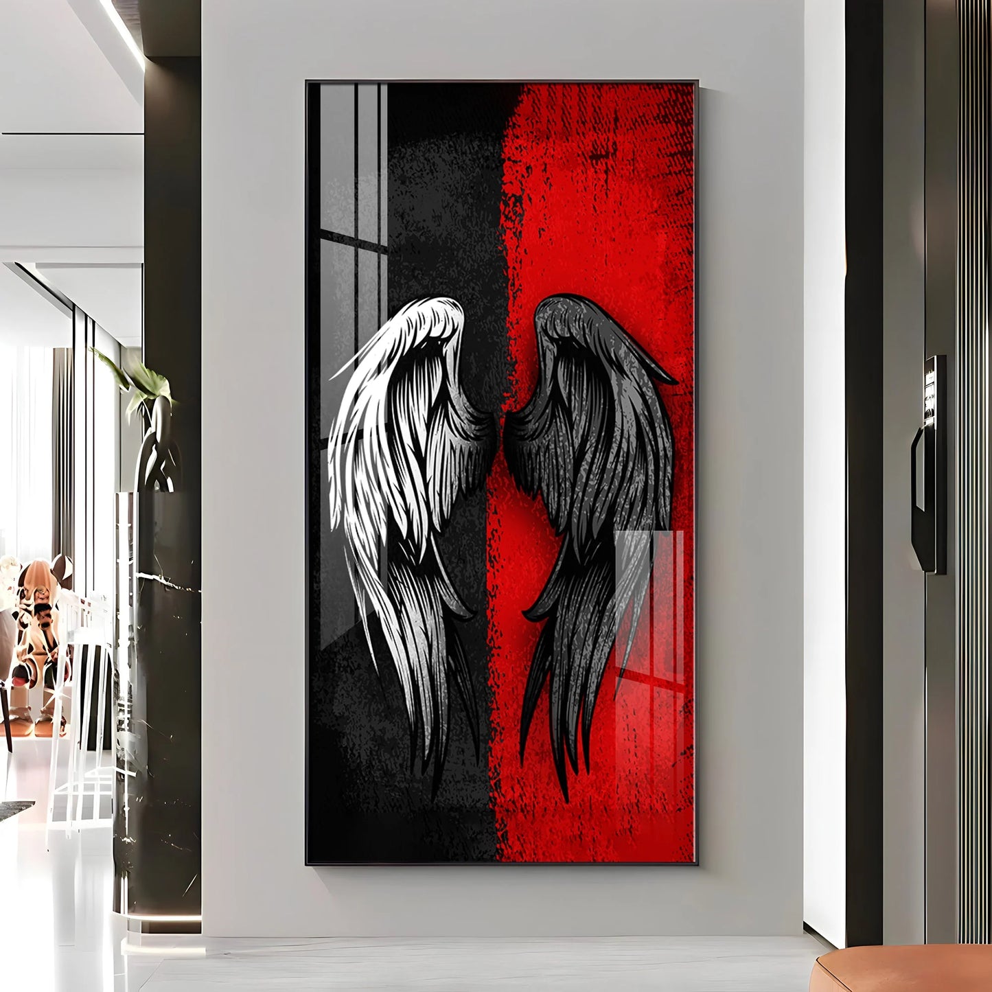 Shadowed Wings of Passion Premium Acrylic Vertical Wall Art