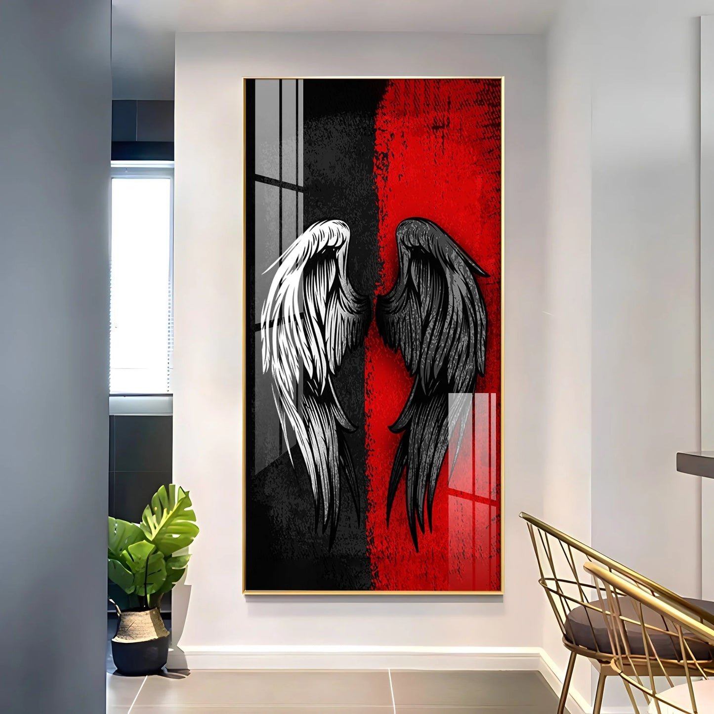 Shadowed Wings of Passion Premium Acrylic Vertical Wall Art