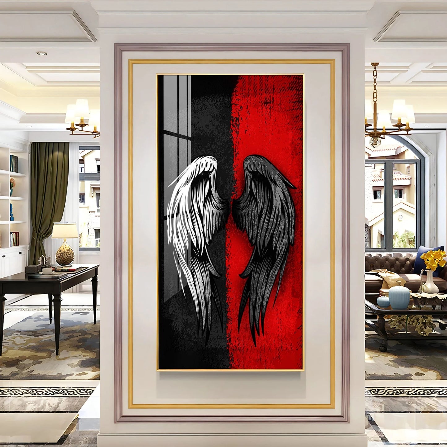 Shadowed Wings of Passion Premium Acrylic Vertical Wall Art