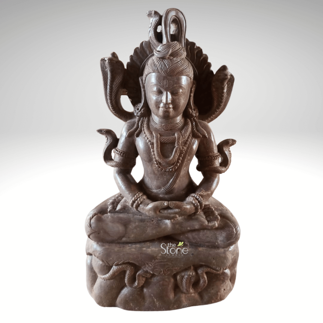 Shiva Statue in Soap Stone Sitting Position 12″