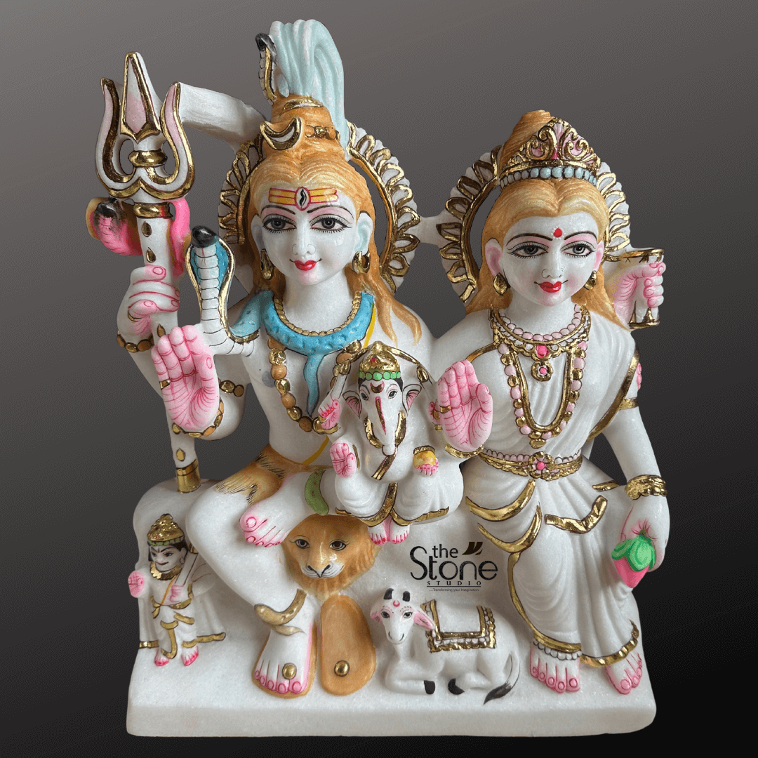 Shiv Parivar Marble Murti 18″