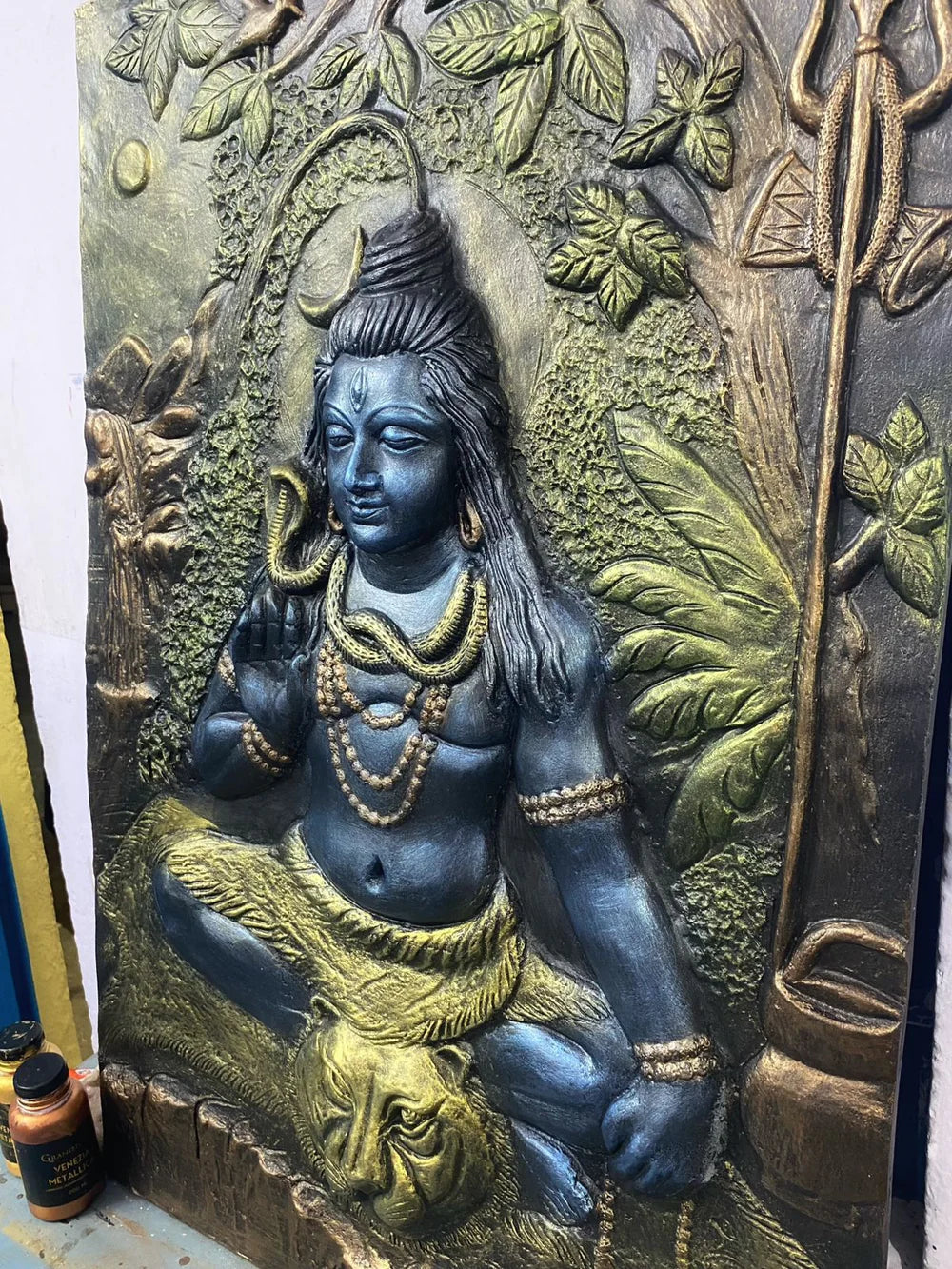 Lord Shiva 3D Relief Mural Wall Sculpture
